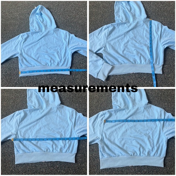 SHEIN Light Pastel Blue & White Zip Up Cropped Hoodie Sweater Lightweight Top S - Picture 12 of 12